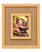 Lord Ganesha Laminated Jute Wall Photo Frame, 14 X 16 Inch (F174916)