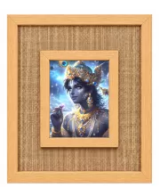 Lord Krishna Laminated Jute Wall Photo Frame, 14 X 16 Inch (F174918)