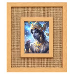 Lord Krishna Laminated Jute Wall Photo Frame, 14 X 16 Inch (F174918)
