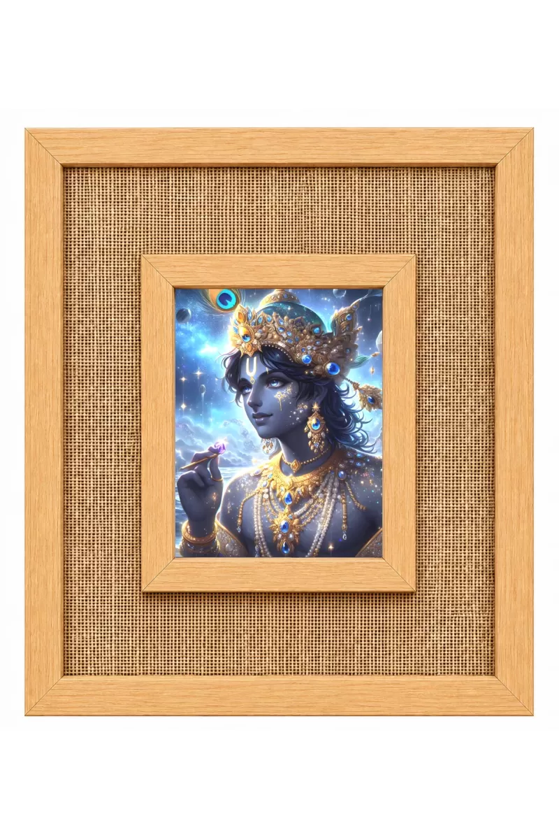 Lord Krishna Laminated Jute Wall Photo Frame, 14 X 16 Inch (F174918)