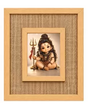 Lord Shiva Laminated Jute Wall Photo Frame, 14 X 16 Inch (F174924)