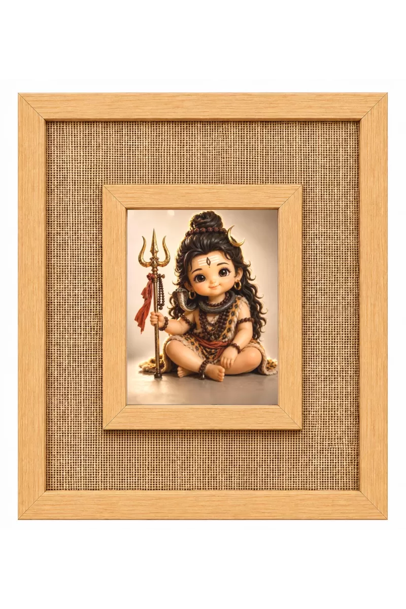 Lord Shiva Laminated Jute Wall Photo Frame, 14 X 16 Inch (F174924)