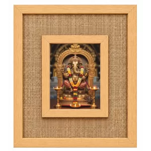 Lord Ganesha Laminated Jute Wall Photo Frame, 14 X 16 Inch (F174927)