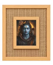 Lord Shiva Laminated Jute Wall Photo Frame, 14 X 16 Inch (F174929)