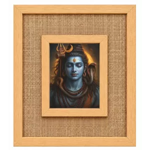 Lord Shiva Laminated Jute Wall Photo Frame, 14 X 16 Inch (F174929)