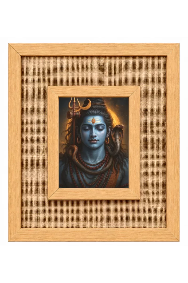 Lord Shiva Laminated Jute Wall Photo Frame, 14 X 16 Inch (F174929)
