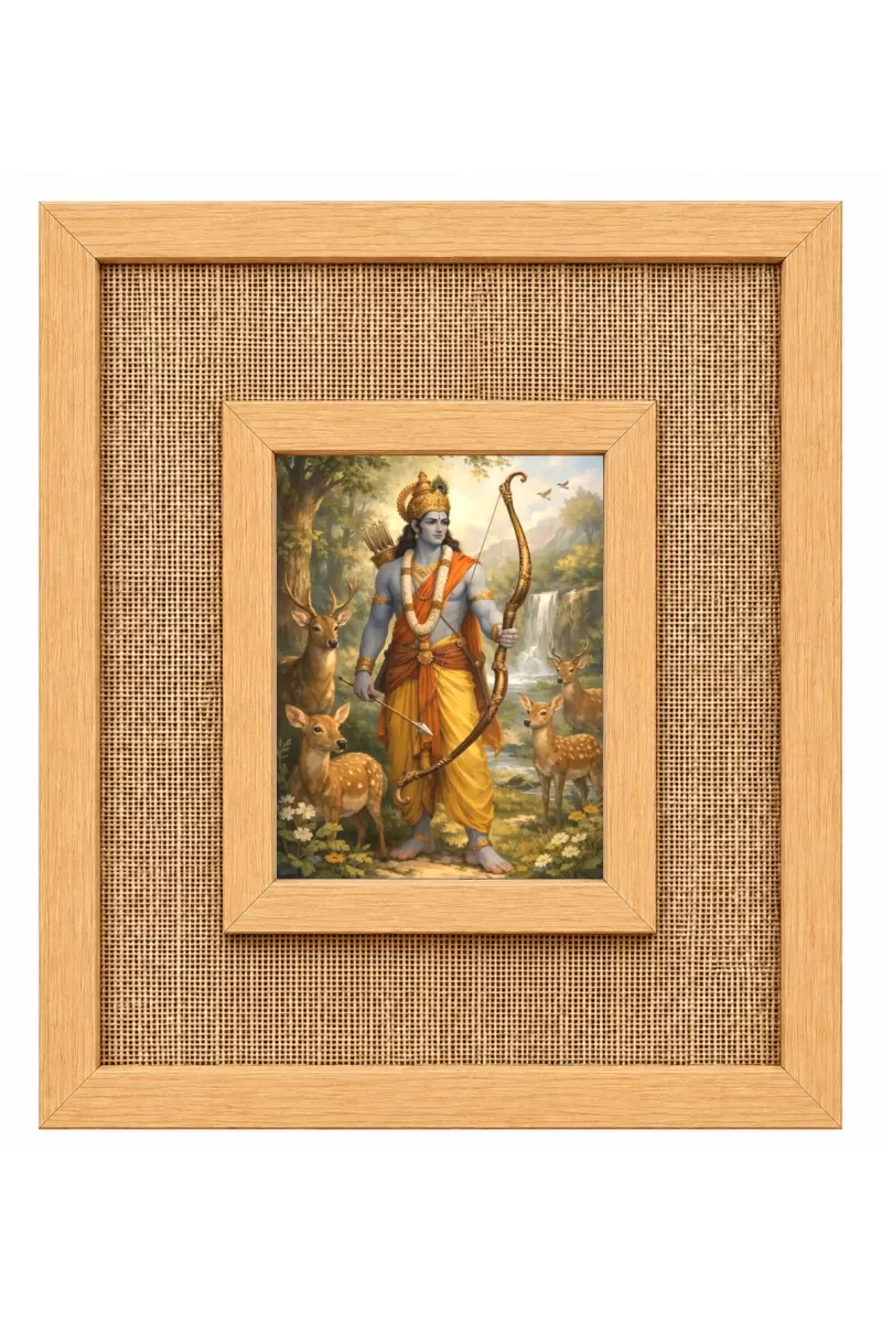 Lord Rama Laminated Jute Wall Photo Frame, 14 X 16 Inch (F174931)
