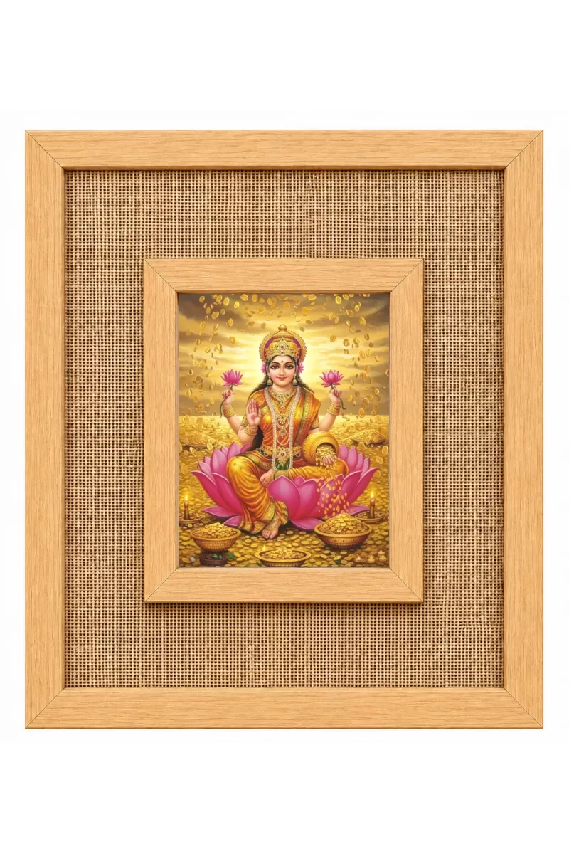 Goddess Lakshmi Laminated Jute Wall Photo Frame, 14 X 16 Inch (F174932)