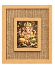 Lord Ganesha Laminated Jute Wall Photo Frame, 14 X 16 Inch (F174933)