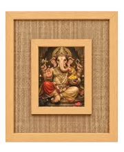 Lord Ganesha Laminated Jute Wall Photo Frame, 14 X 16 Inch (F174935)