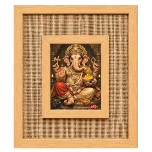 Lord Ganesha Laminated Jute Wall Photo Frame, 14 X 16 Inch (F174935) Lord Ganesha Laminated Jute Wall Photo Frame, 14 X 16 Inch (F174935)