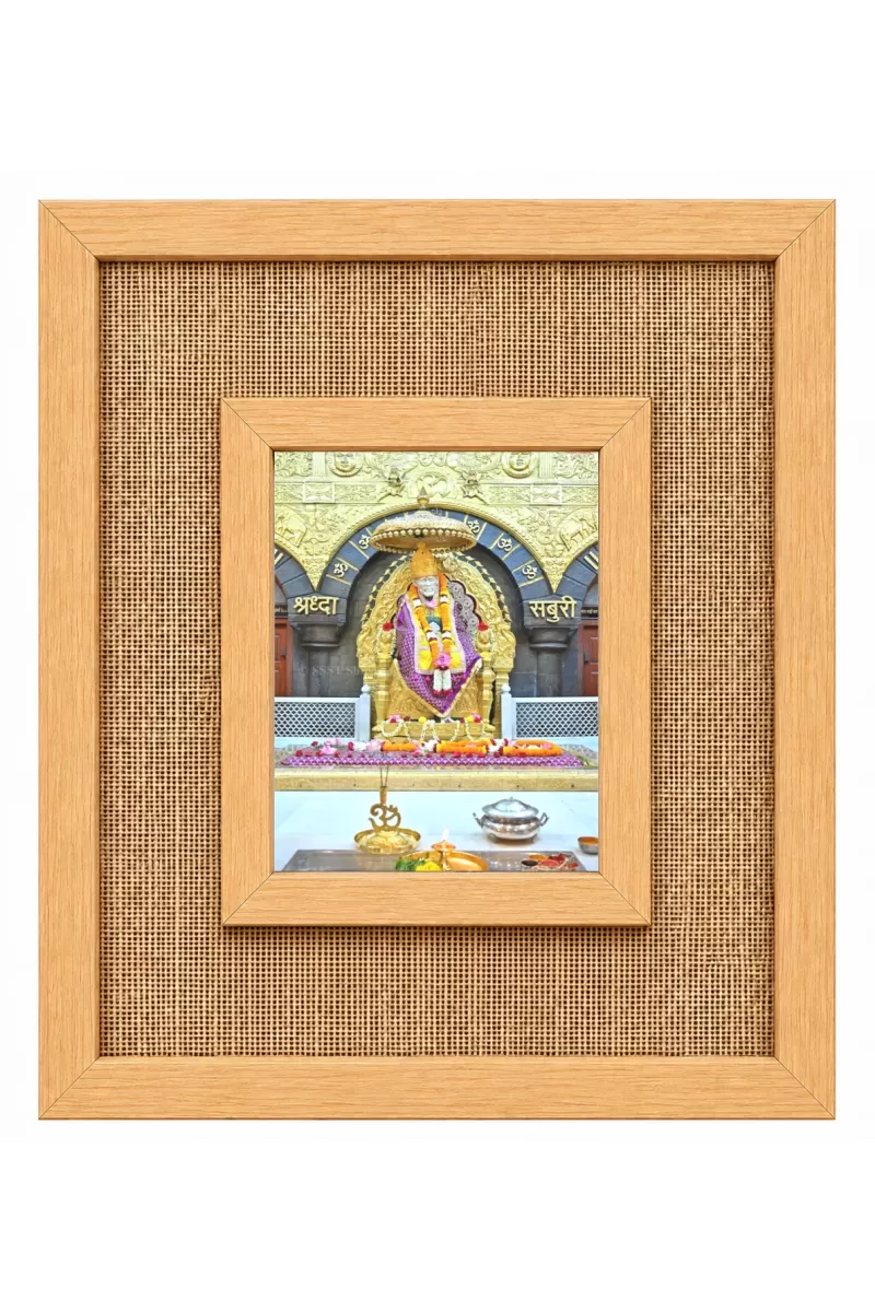 Shirdi Sai Baba Laminated Jute Wall Photo Frame, 14 X 16 Inch (F174936)