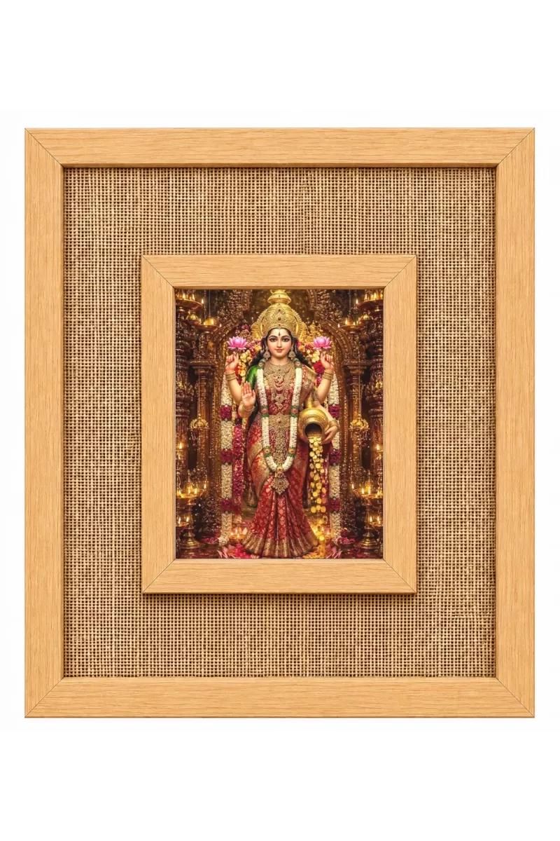 Goddess Lakshmi Laminated Jute Wall Photo Frame, 14 X 16 Inch (F174938)