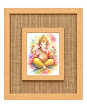 Lord Ganesha Laminated Jute Wall Photo Frame, 14 X 16 Inch (F174941)