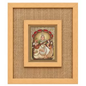Goddess Saraswati Laminated Jute Wall Photo Frame, 14 X 16 Inch (F174943) Goddess Saraswati Laminated Jute Wall Photo Frame, 14 X 16 Inch (F174943)