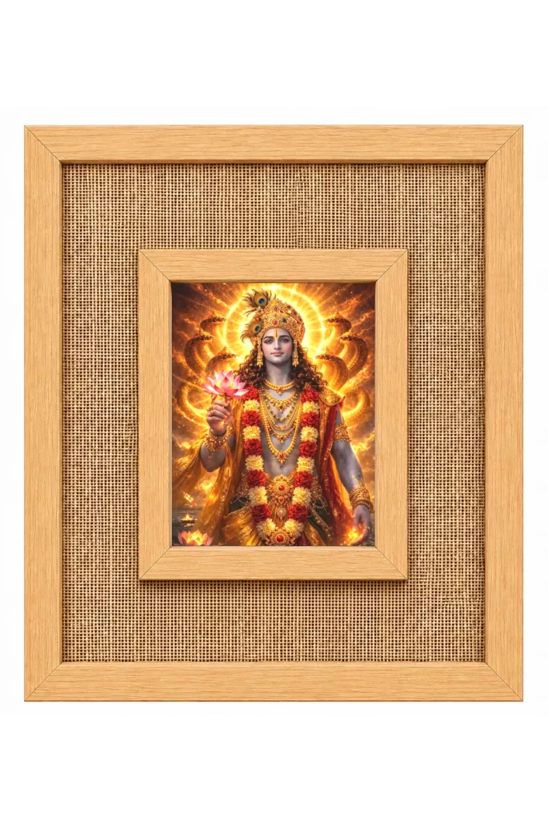 Lord Vishnu Laminated Jute Wall Photo Frame, 14 X 16 Inch (F174944)