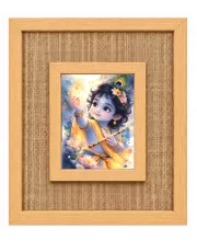 Lord Krishna Laminated Jute Wall Photo Frame, 14 X 16 Inch (F174946)