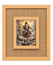 Lord Shiva Laminated Jute Wall Photo Frame, 14 X 16 Inch (F174947)