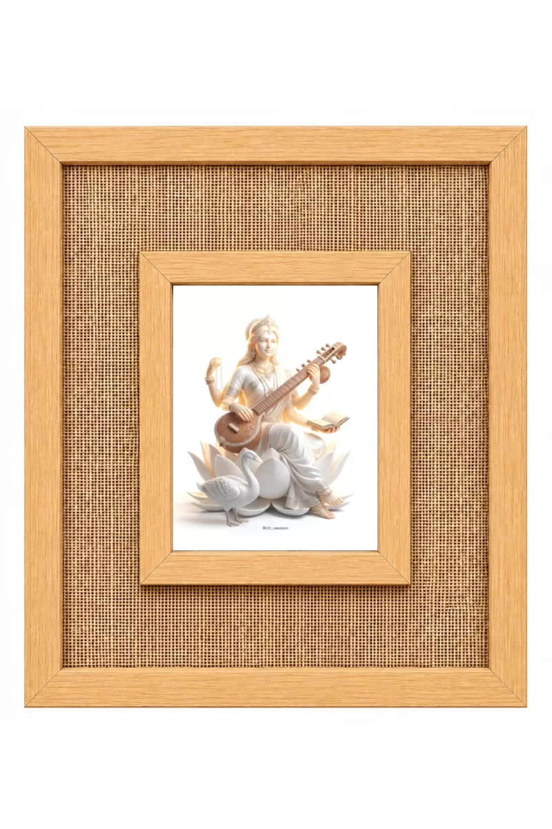 Saraswati Maa Laminated Jute Wall Photo Frame, 14 X 16 Inch (F174951)