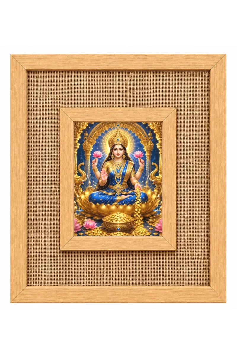 Goddess Lakshmi Laminated Jute Wall Photo Frame, 14 X 16 Inch (F174957)
