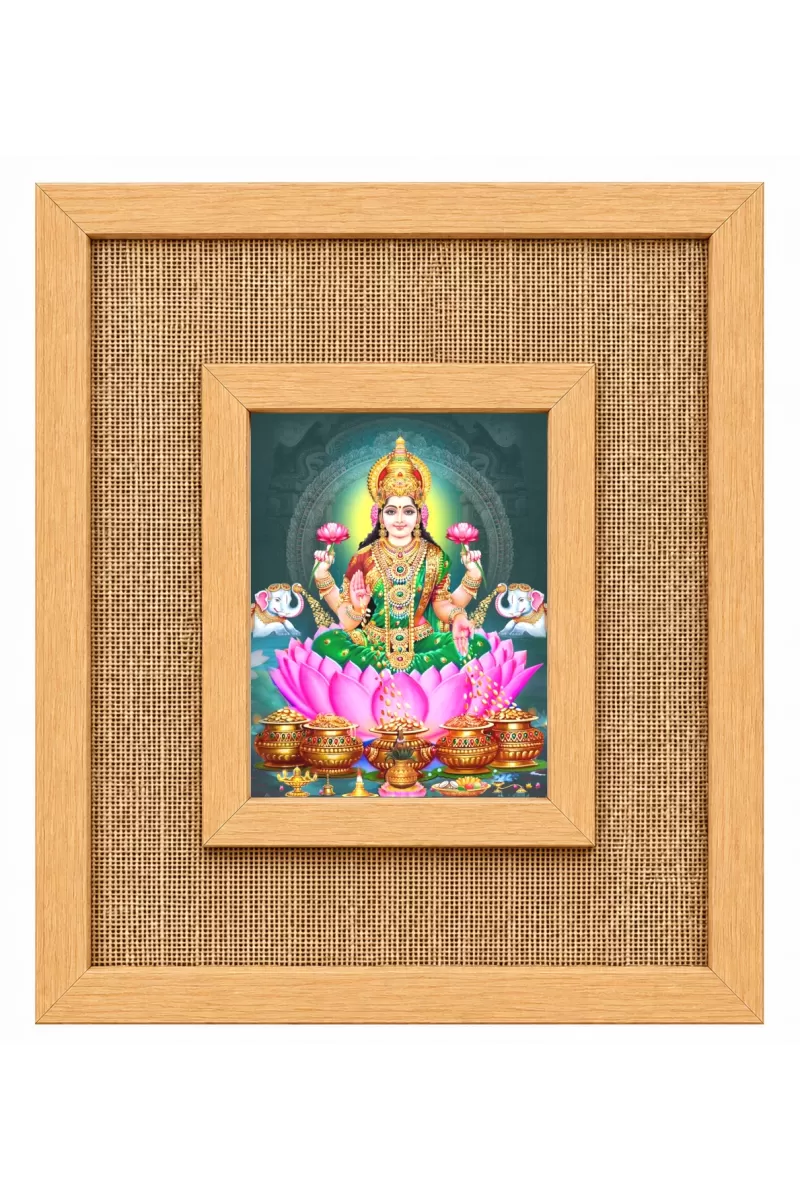Goddess Lakshmi Laminated Jute Wall Photo Frame, 14 X 16 Inch (F174960)