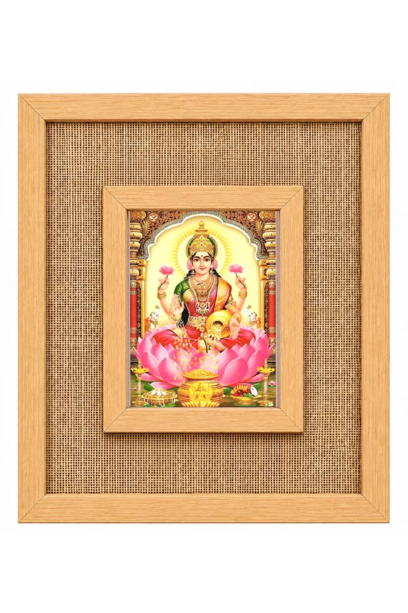 Goddess Lakshmi Laminated Jute Wall Photo Frame, 14 X 16 Inch (F174962)