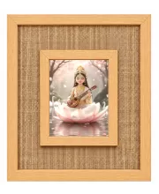 Goddess Saraswati Laminated Jute Wall Photo Frame, 14 X 16 Inch (F174965)