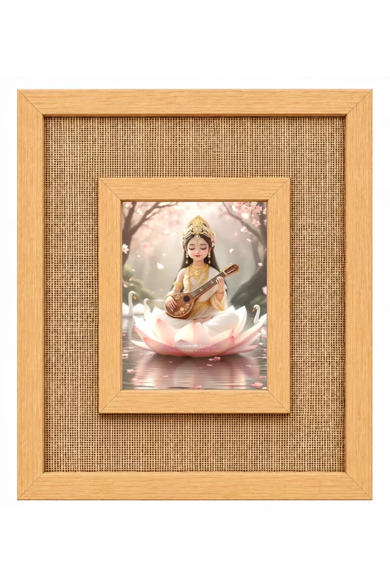Goddess Saraswati Laminated Jute Wall Photo Frame, 14 X 16 Inch (F174965)