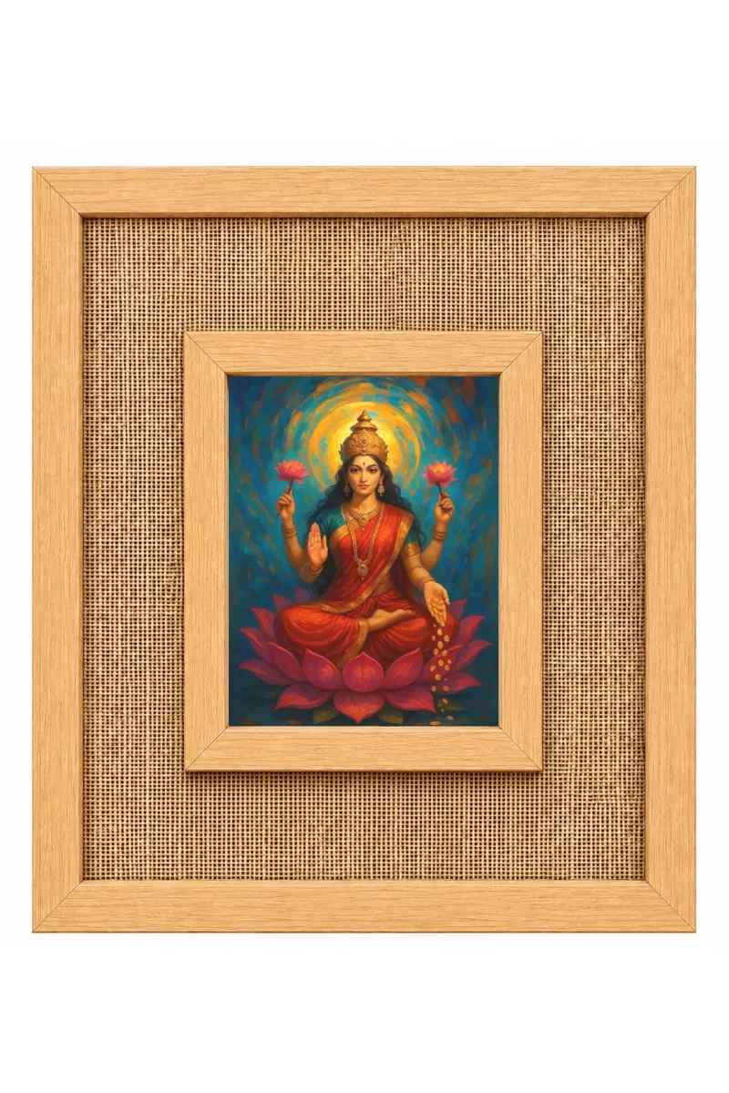 Goddess Lakshmi Laminated Jute Wall Photo Frame, 14 X 16 Inch (F174969)