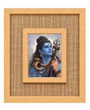 Lord Shiva Laminated Jute Wall Photo Frame, 14 X 16 Inch (F174971)