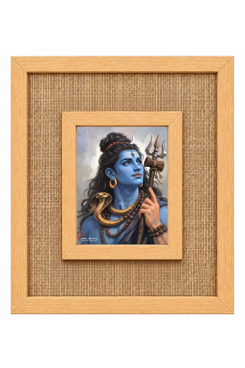 Lord Shiva Laminated Jute Wall Photo Frame, 14 X 16 Inch (F174971)