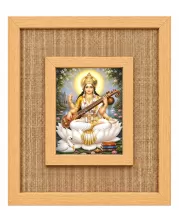 Goddess Saraswati Laminated Jute Wall Photo Frame, 14 X 16 Inch (F174975)