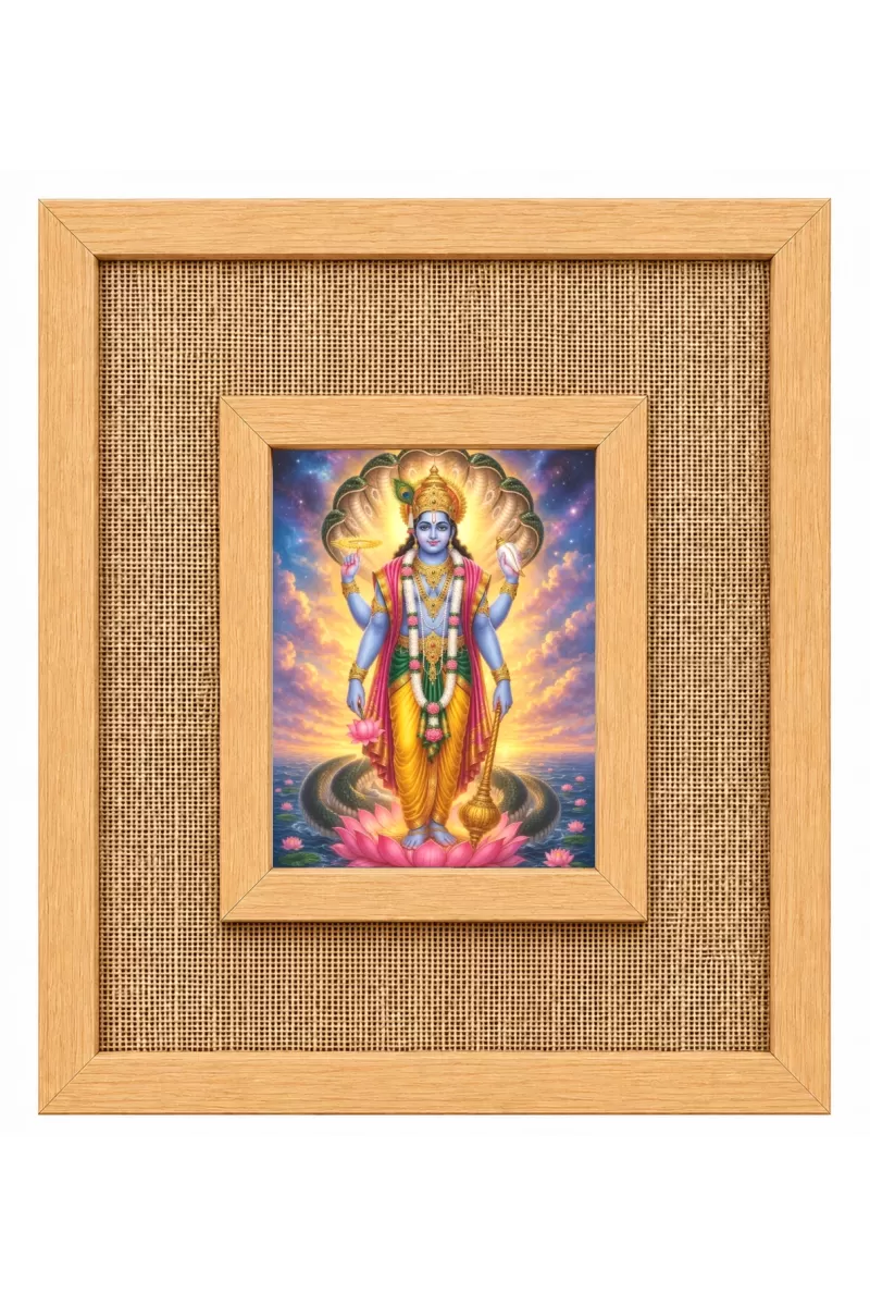 Lord Vishnu Laminated Jute Wall Photo Frame, 14 X 16 Inch (F174978)
