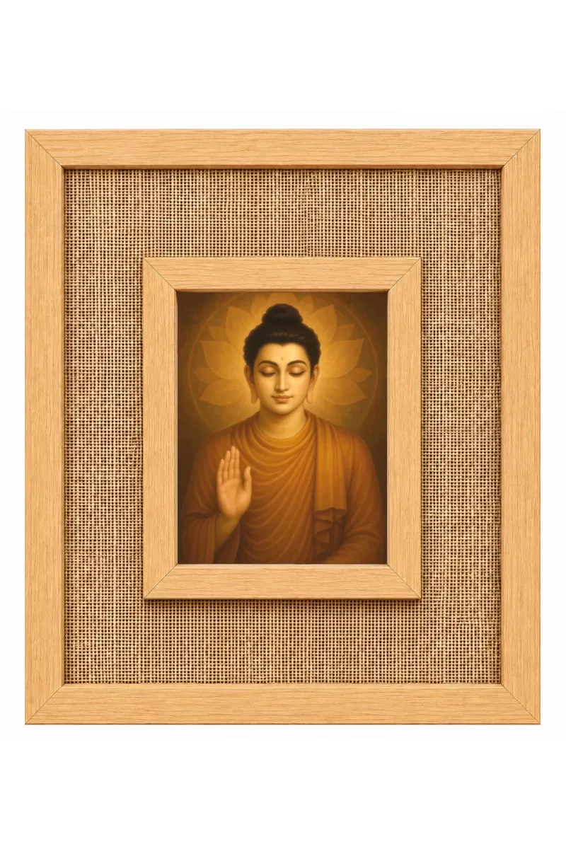 Buddha Laminated Jute Wall Photo Frame, 14 X 16 Inch (F174981)