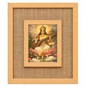 Goddess Saraswati Laminated Jute Wall Photo Frame, 14 X 16 Inch (F174984) Goddess Saraswati Laminated Jute Wall Photo Frame, 14 X 16 Inch (F174984)