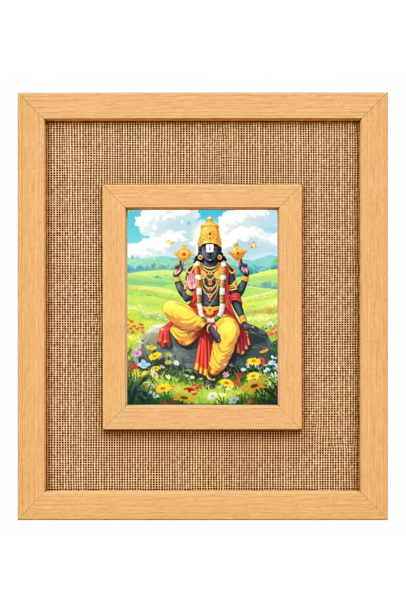 Lord Venkatswar Laminated Jute Wall Photo Frame, 14 X 16 Inch (F174985)