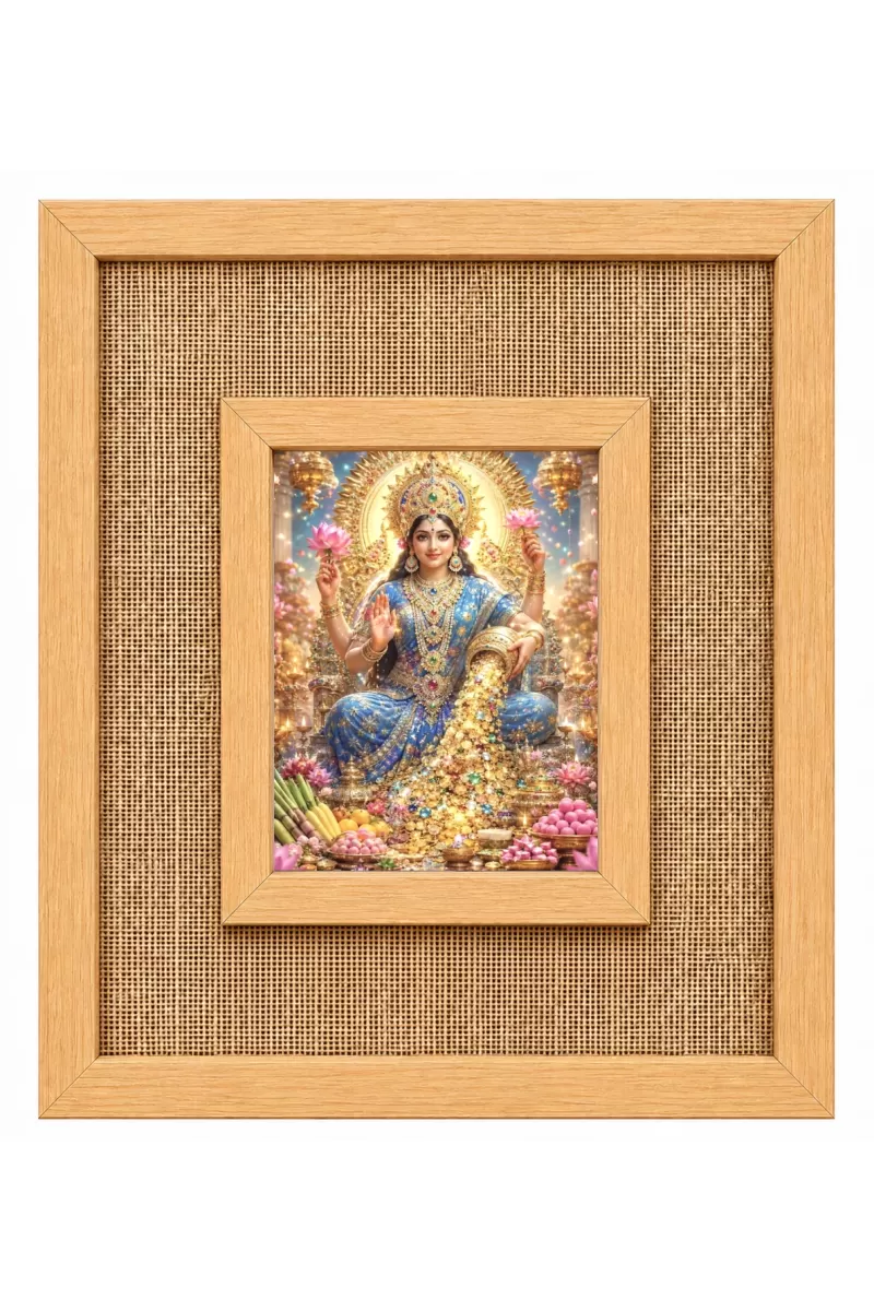 Goddess Lakshmi Laminated Jute Wall Photo Frame, 14 X 16 Inch (F174988)