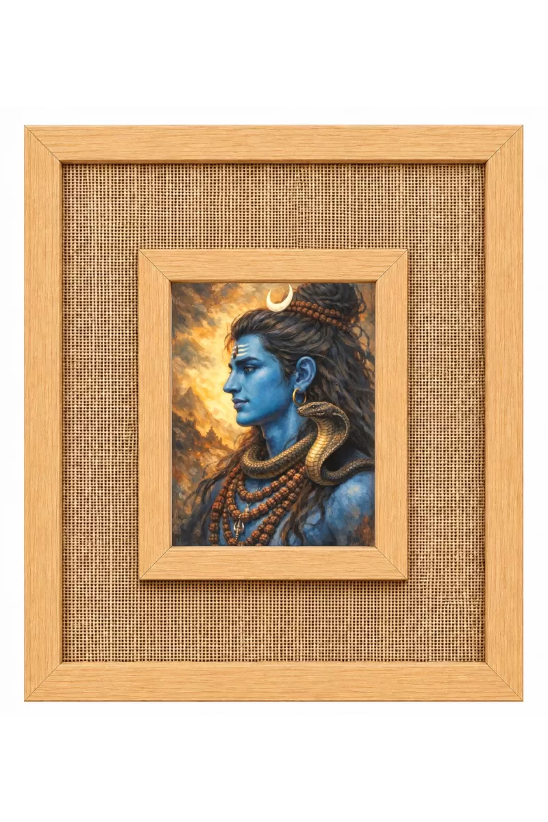 Lord Shiva Laminated Jute Wall Photo Frame, 14 X 16 Inch (F174989)