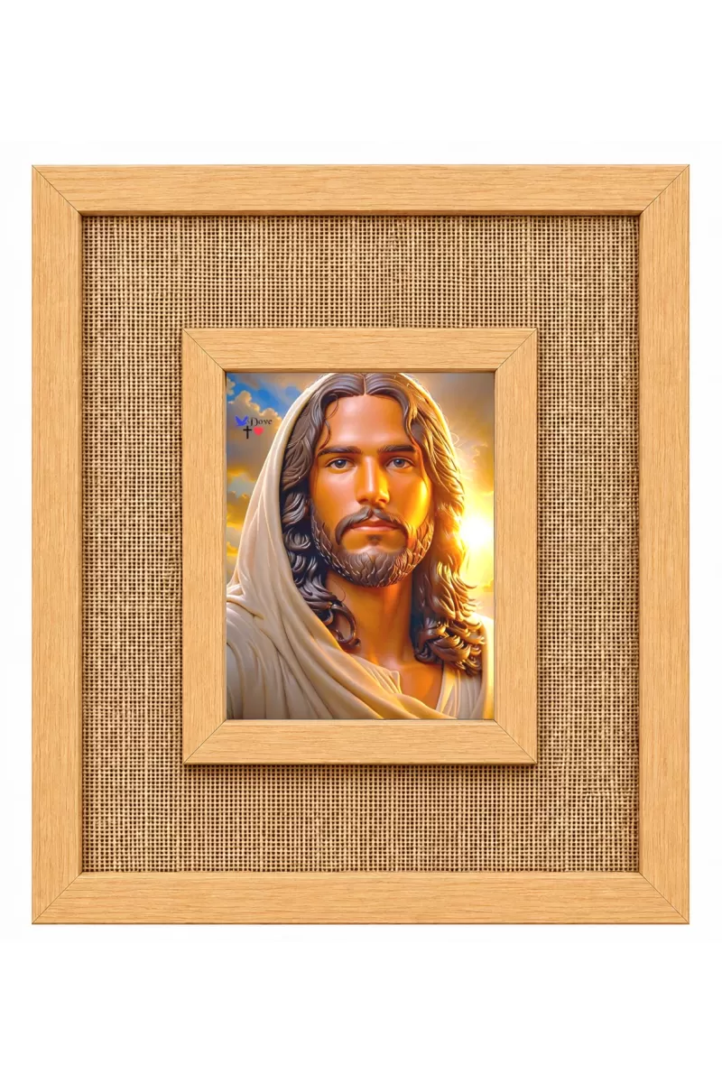 Jesus Christ Laminated Jute Wall Photo Frame, 14 X 16 Inch (F174990)