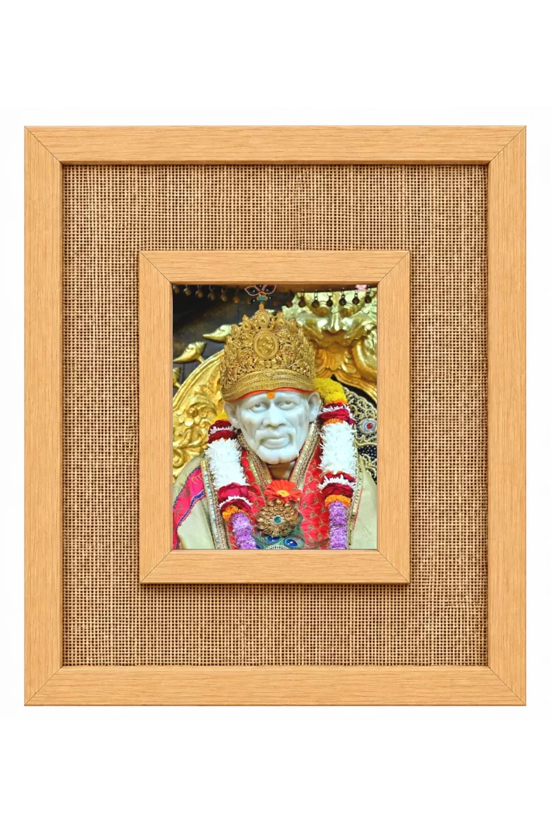 Sai Baba Laminated Jute Wall Photo Frame, 14 X 16 Inch (F174993)