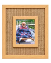 Neem Karoli Baba Laminated Jute Wall Photo Frame, 14 X 16 Inch (F174994)