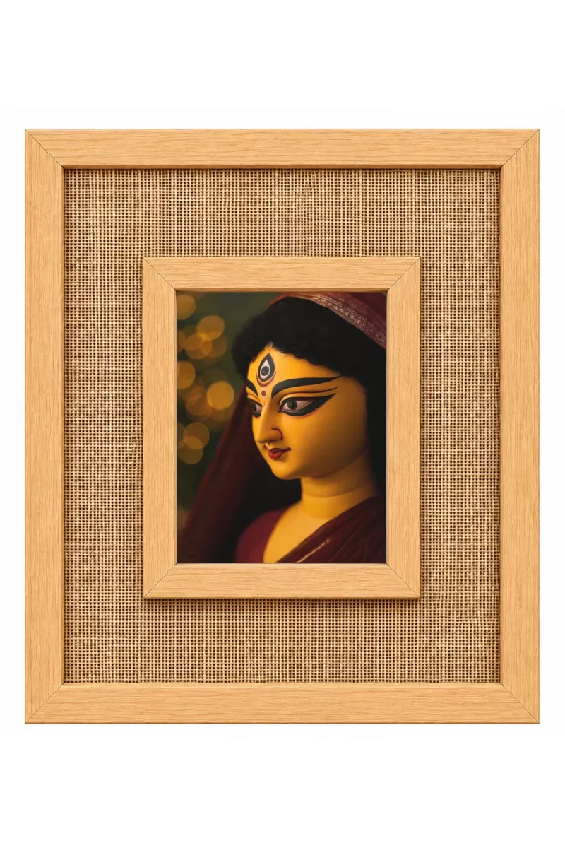 Durga Maa Laminated Jute Wall Photo Frame, 14 X 16 Inch (F174996)