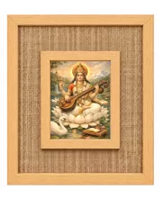 Goddess Saraswati Laminated Jute Wall Photo Frame, 14 X 16 Inch (F174997)