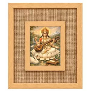 Goddess Saraswati Laminated Jute Wall Photo Frame, 14 X 16 Inch (F174997) Goddess Saraswati Laminated Jute Wall Photo Frame, 14 X 16 Inch (F174997)