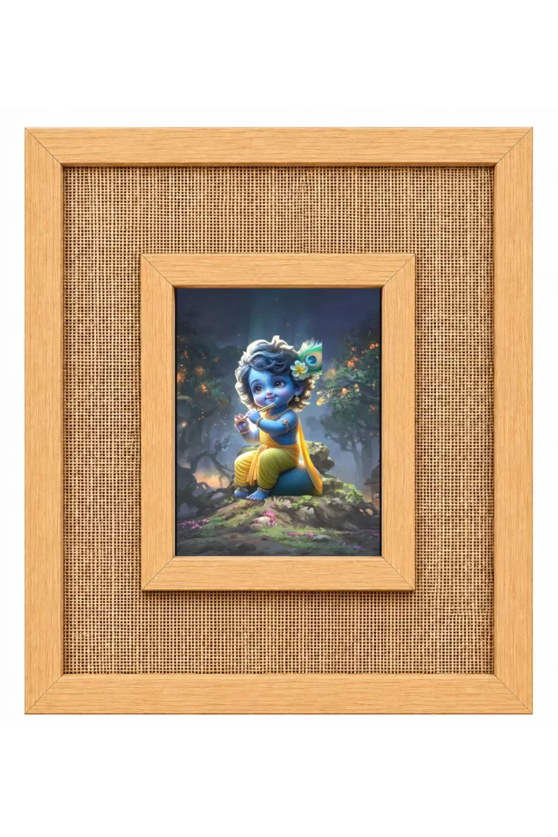 Lord Krishna Laminated Jute Wall Photo Frame, 14 X 16 Inch (F175009)