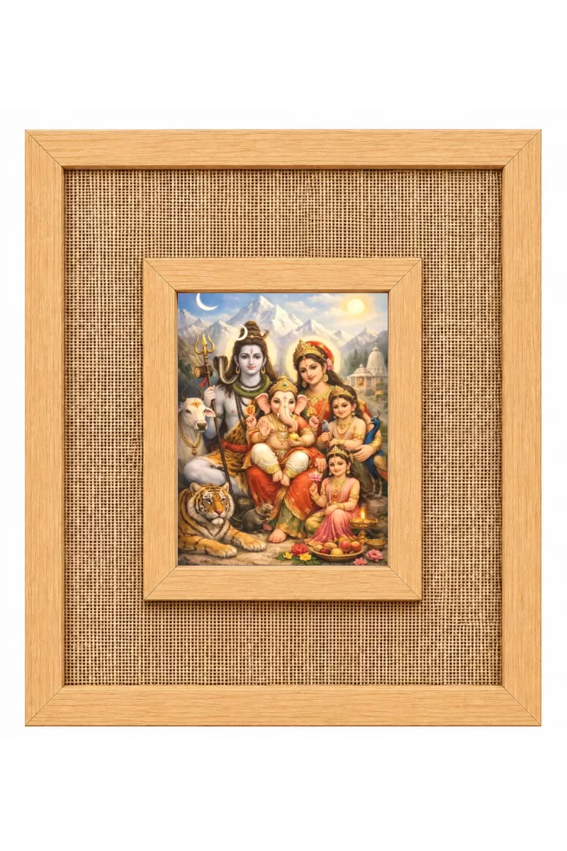 Lord Shiv Family Laminated Jute Wall Photo Frame, 14 X 16 Inch (F175013)