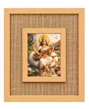 Goddess Saraswati Laminated Jute Wall Photo Frame, 14 X 16 Inch (F175014)
