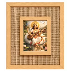 Goddess Saraswati Laminated Jute Wall Photo Frame, 14 X 16 Inch (F175014) Goddess Saraswati Laminated Jute Wall Photo Frame, 14 X 16 Inch (F175014)