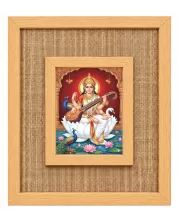 Goddess Saraswati Laminated Jute Wall Photo Frame, 14 X 16 Inch (F175017)