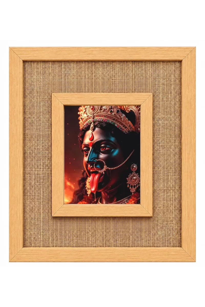 Goddess Kali Laminated Jute Wall Photo Frame, 14 X 16 Inch (F175019)